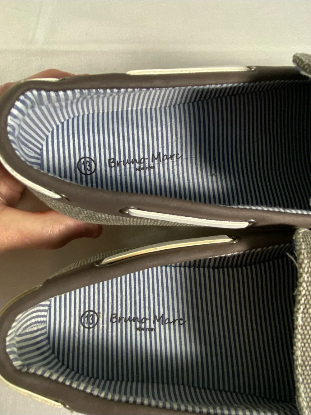Bruno Marc Men's 13 US Gray Canvas Slip-On Loafer Boat Shoes